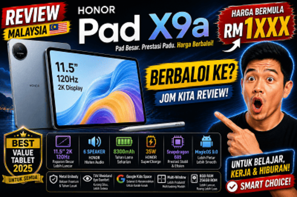 Honor Pad X9a Review harga murah price malaysia tablet