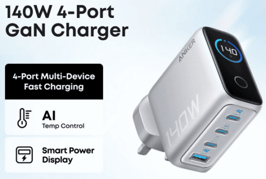 Anker 140W USB‑C Laptop Charger, 4‑Port