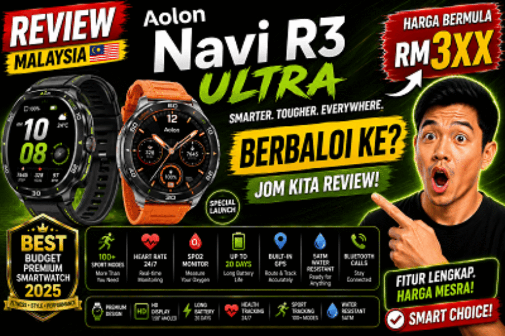 Aolon Navi R3 Ultra Smartwatch GPS Review harga murah price malaysia watch jam