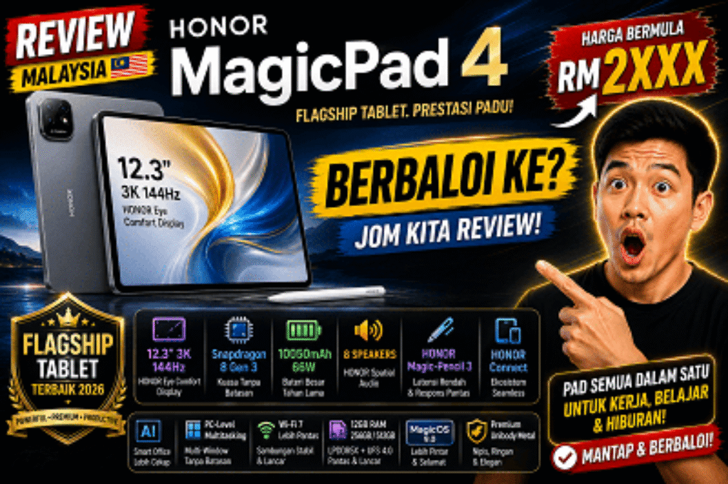 HONOR MagicPad 4 Review harga murah price malaysia Tablet