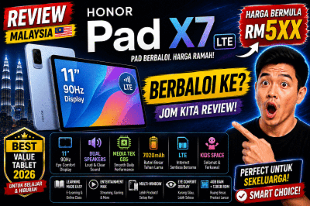 HONOR Pad X7 LTE Review Tablet harga murah price malaysia