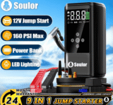 Soulor 9-in-1 Car Jump Starter Powerbank Multifunction Portable Pump Tire Inflator (128800 mAh)